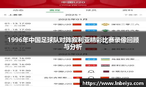 1996年中国足球队对阵叙利亚精彩比赛录像回顾与分析